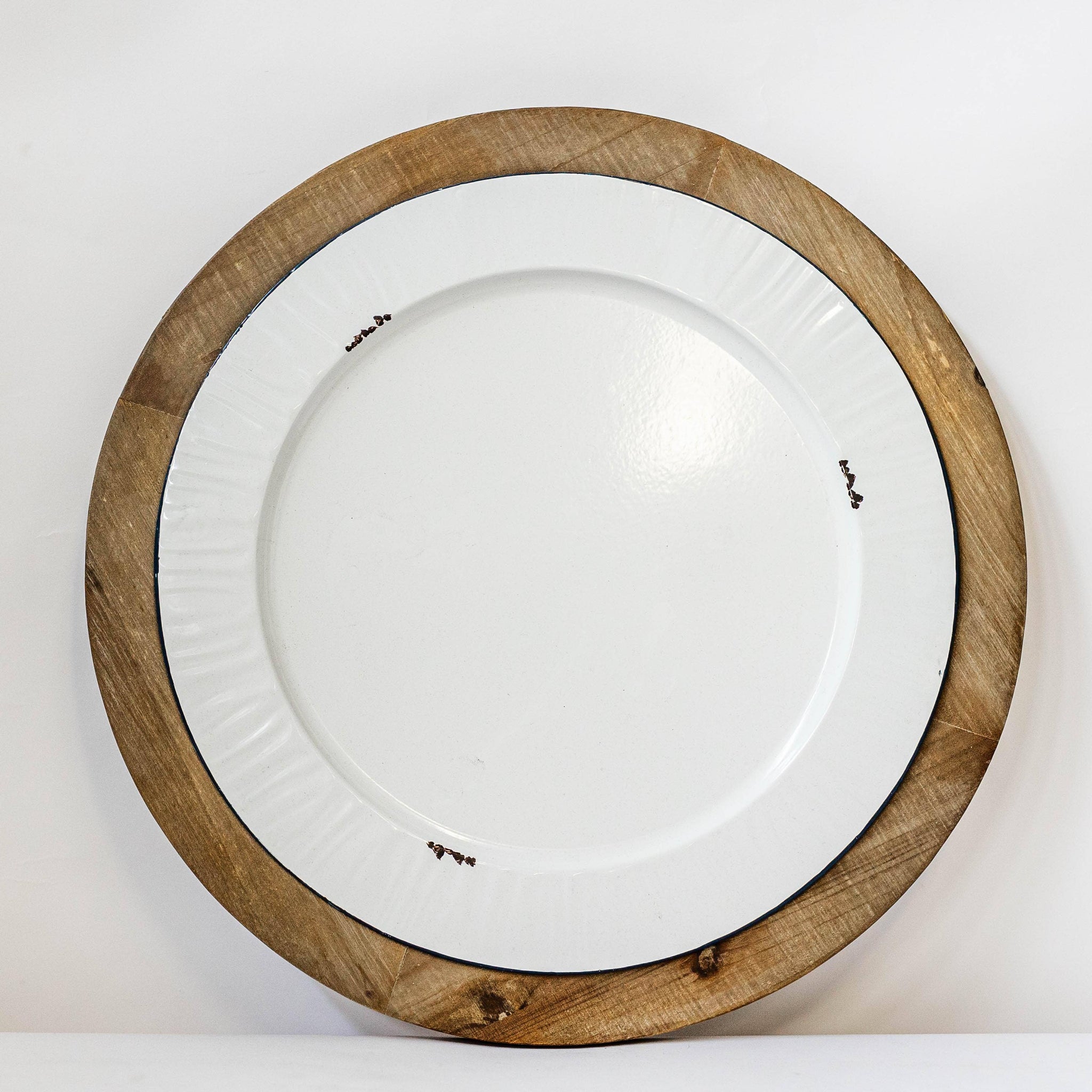 Round Wooden Tray with Built-in Plate