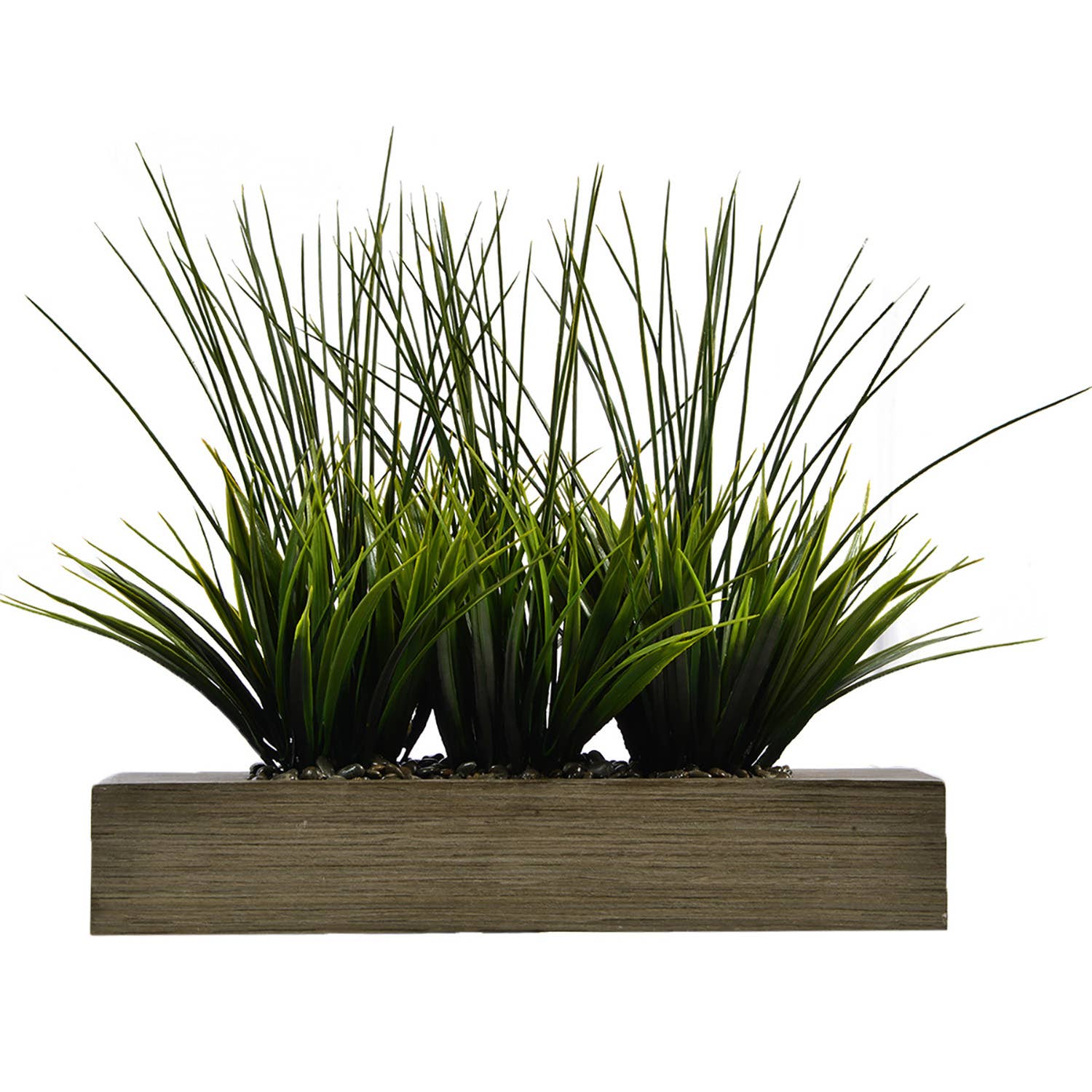 14" Tall Green Grass In Designer Taupe Holder