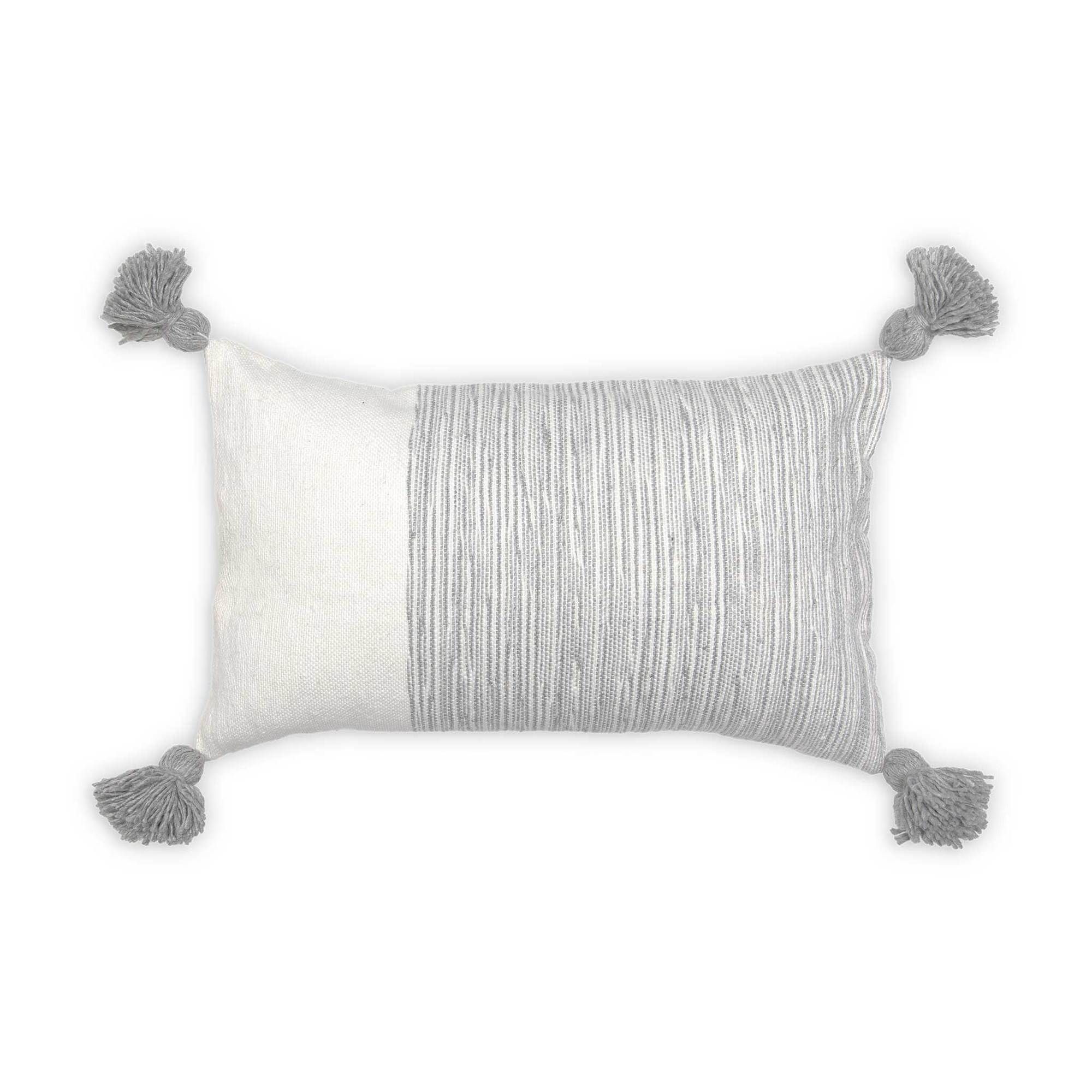 Moroccan Pillow 12x20 - Dipped Light Grey