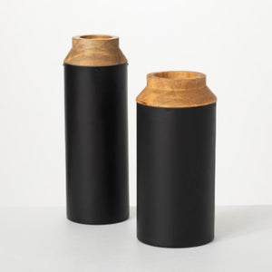 Wood Top Vases