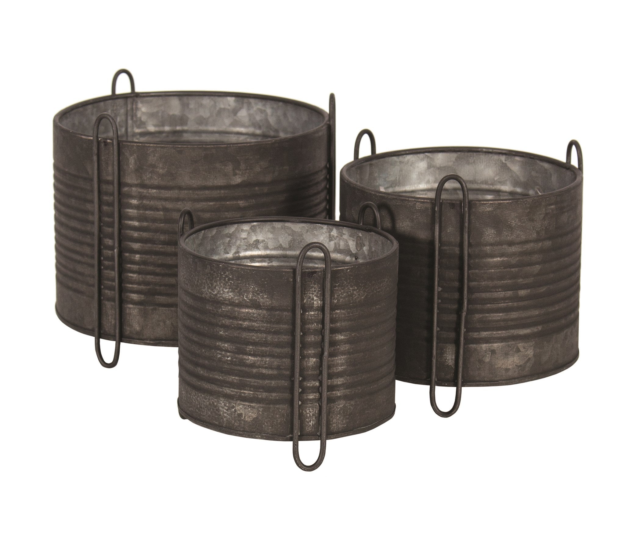 Black Tin Flower Pots- Set of 3