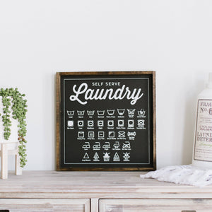 Laundry Symbols Wood Sign