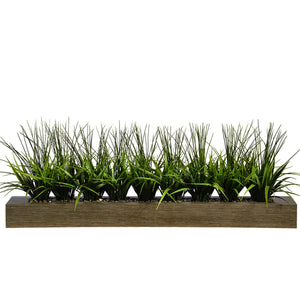 13" Green Grass In Taupe Holder