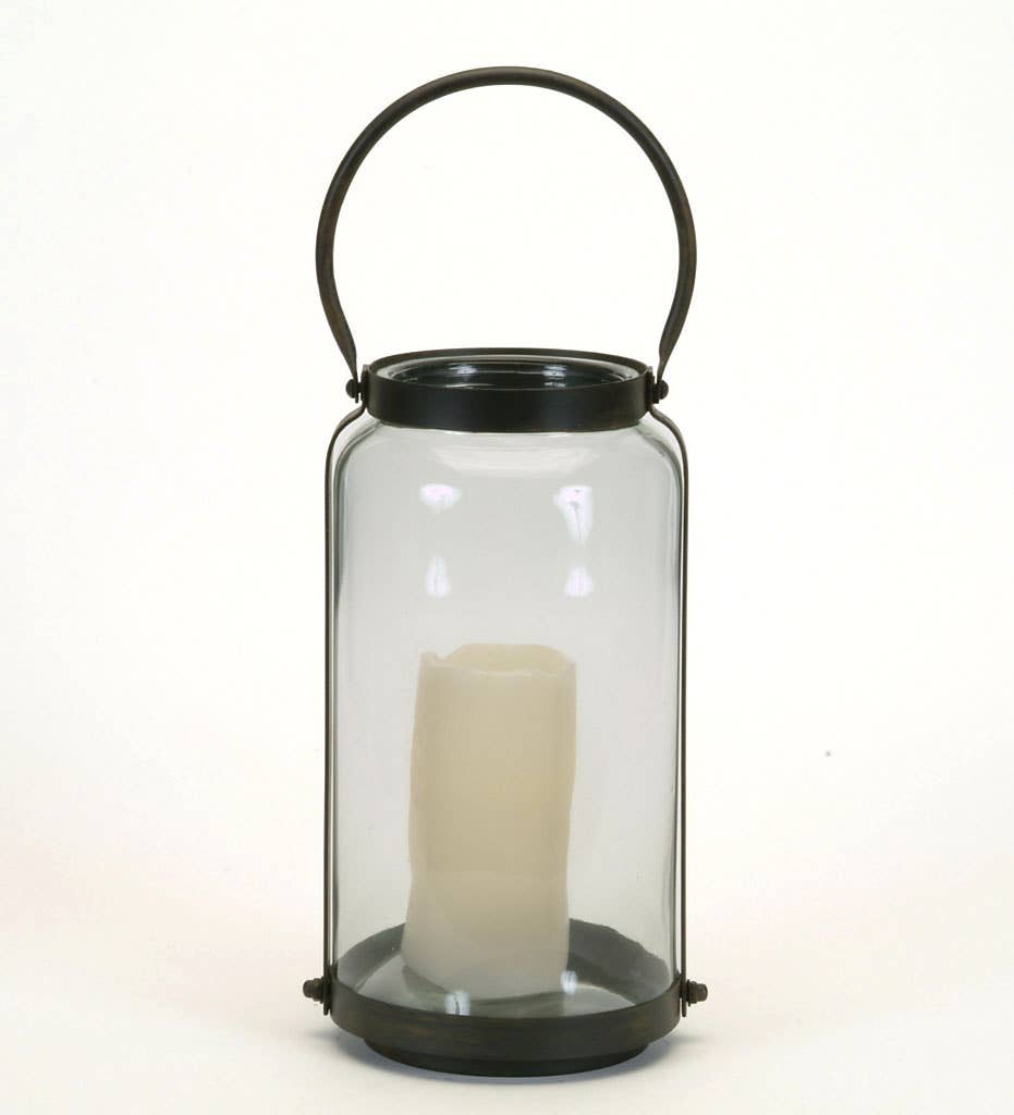 Large Glass and Metal Jar with Handle