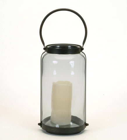 Large Glass and Metal Jar with Handle