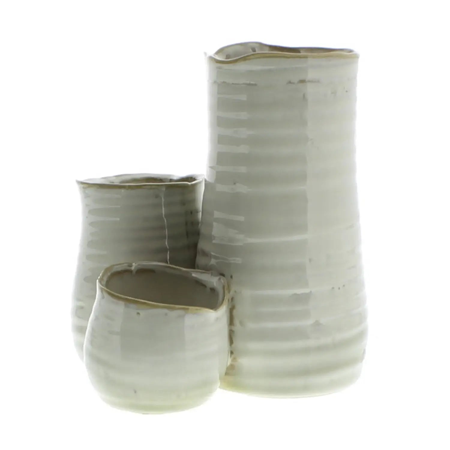 Bower Clustered Ceramic Vase - Tall Triple - Fancy White