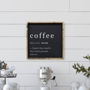 Coffee Noun Wood Sign- Black