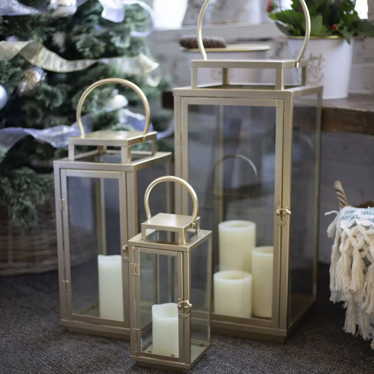 Matte Gold Metal Lanterns