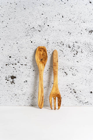 Organic Shaped Olive Wood Utensils Set