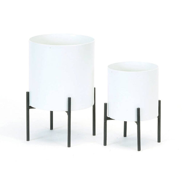 Metal Planters on Stand | Set of 2