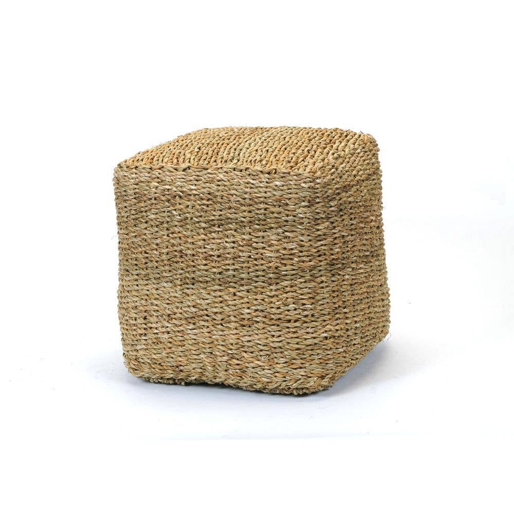 Seagrass Cube Pouf Ottoman